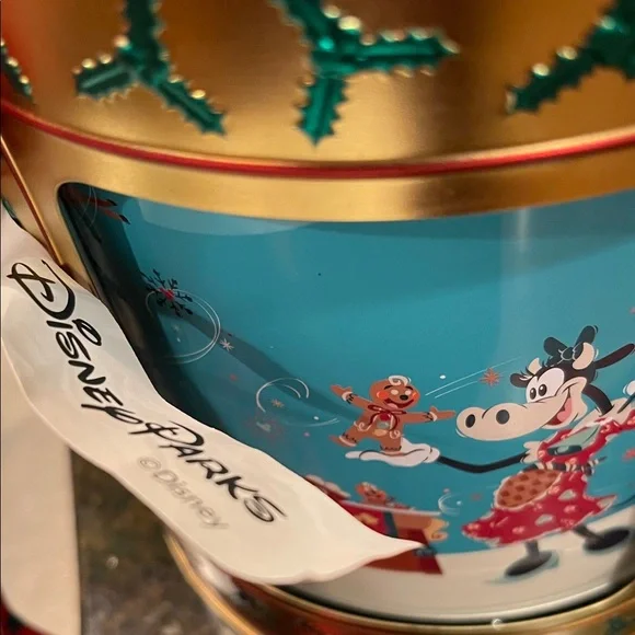 Disney Parks Music Box Popcorn Bucket Festive Holiday Tin - plays jingle bells - Picture 14 of 14